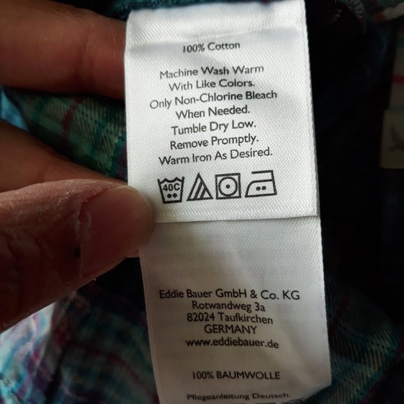 Eddie Bauer Flannel Plaid Button Down Shirt Green - Picture 7 of 7